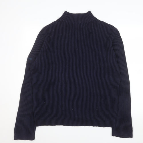 Nautica Men's Blue Cotton Mock Neck Chunky Knit Pullover Jumper Size M