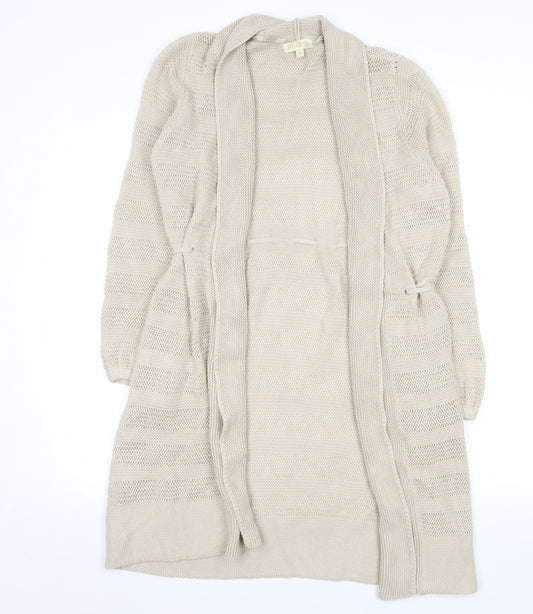 Monsoon Women's Beige Linen Cotton Open Knit Cardigan M