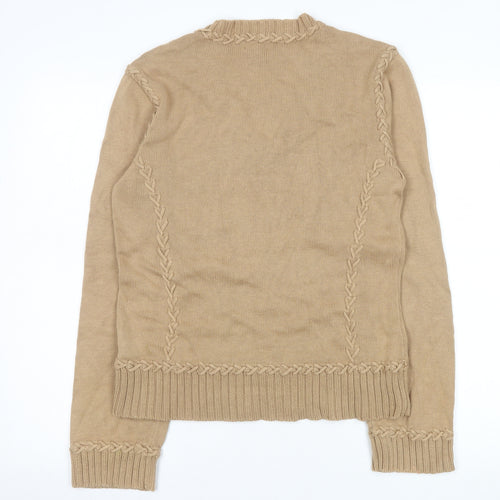 Marc O'Polo Women's Beige V-Neck Cotton Knit Jumper Size M