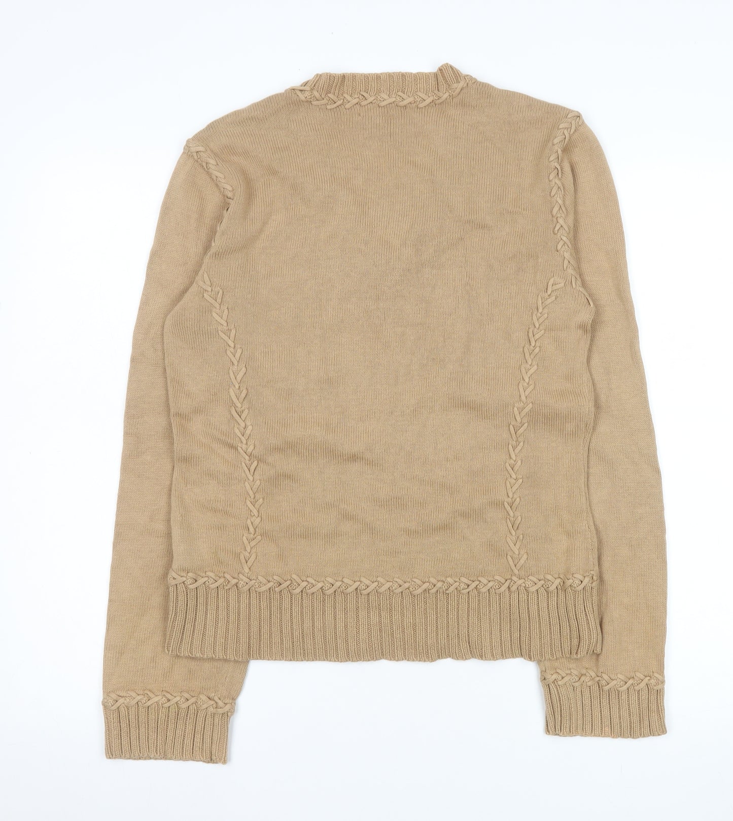 Marc O'Polo Women's Beige V-Neck Cotton Knit Jumper Size M