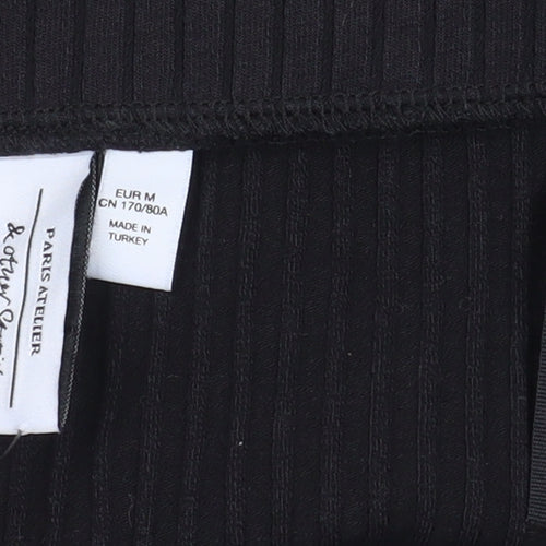 & Other Stories Women Black Midi Ribbed Pencil Skirt M Cotton Stretch