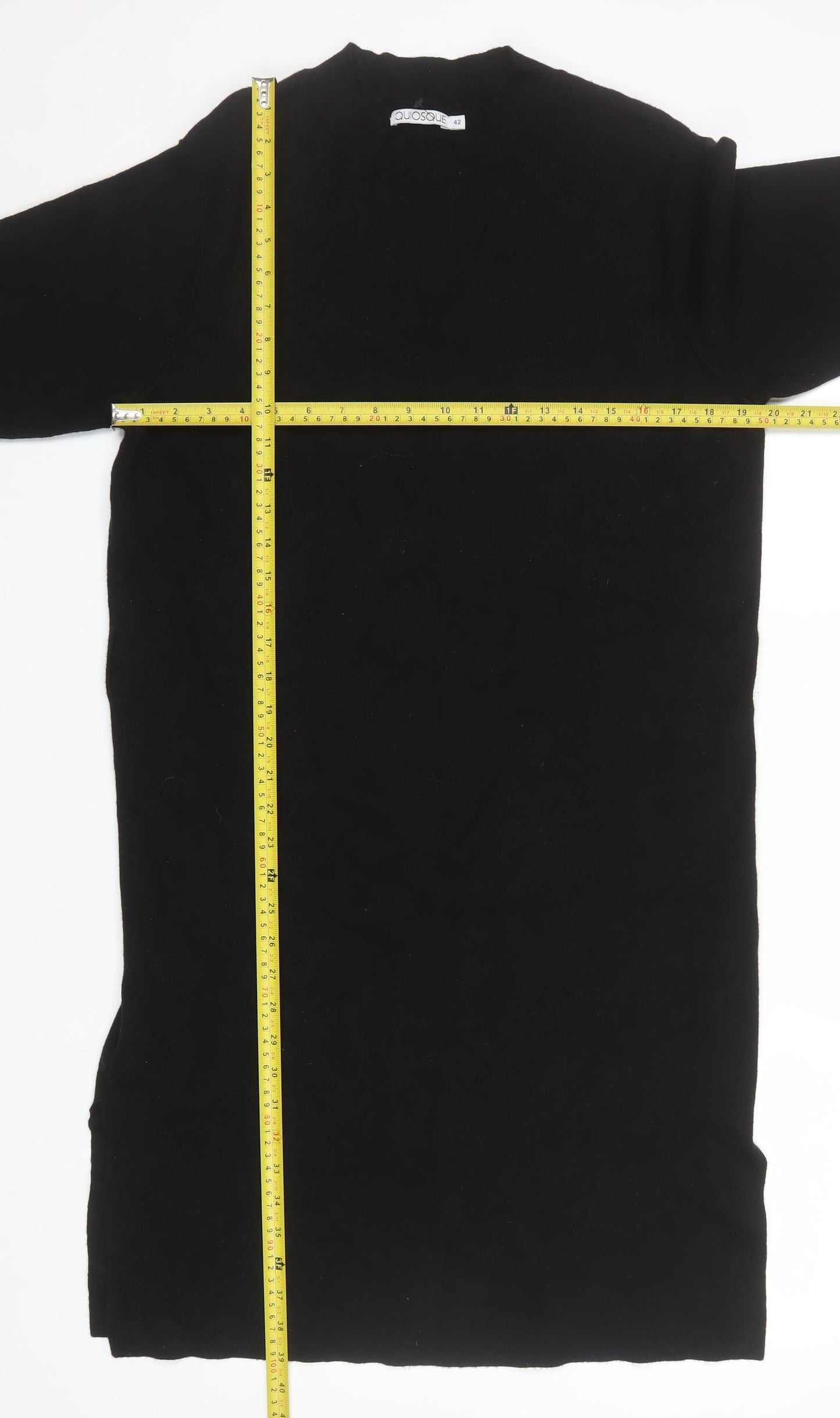 Quiosque Women Black Size 14 Shift Knit Midi Dress