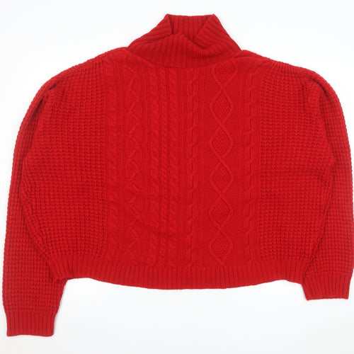 Jacamo Unisex Red Roll Neck Cable Knit Jumper XL