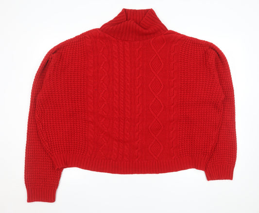 Jacamo Unisex Red Roll Neck Cable Knit Jumper XL