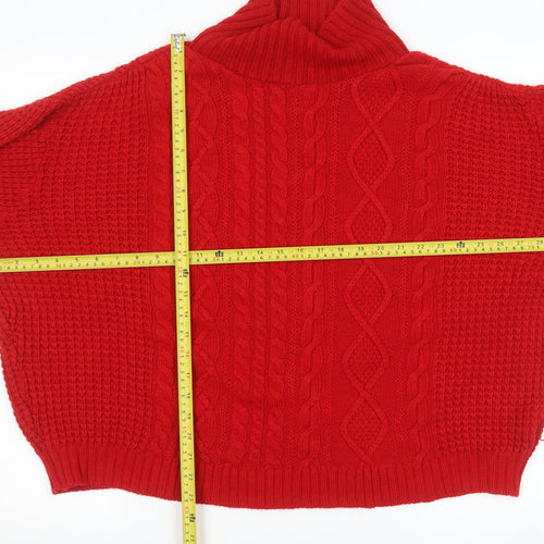 Jacamo Unisex Red Roll Neck Cable Knit Jumper XL