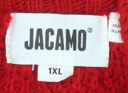Jacamo Unisex Red Roll Neck Cable Knit Jumper XL