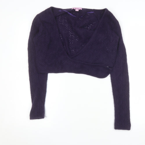 Monsoon Women Purple Wrap Angora V-Neck Jumper Size 12