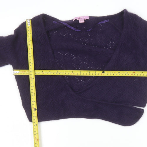 Monsoon Women Purple Wrap Angora V-Neck Jumper Size 12