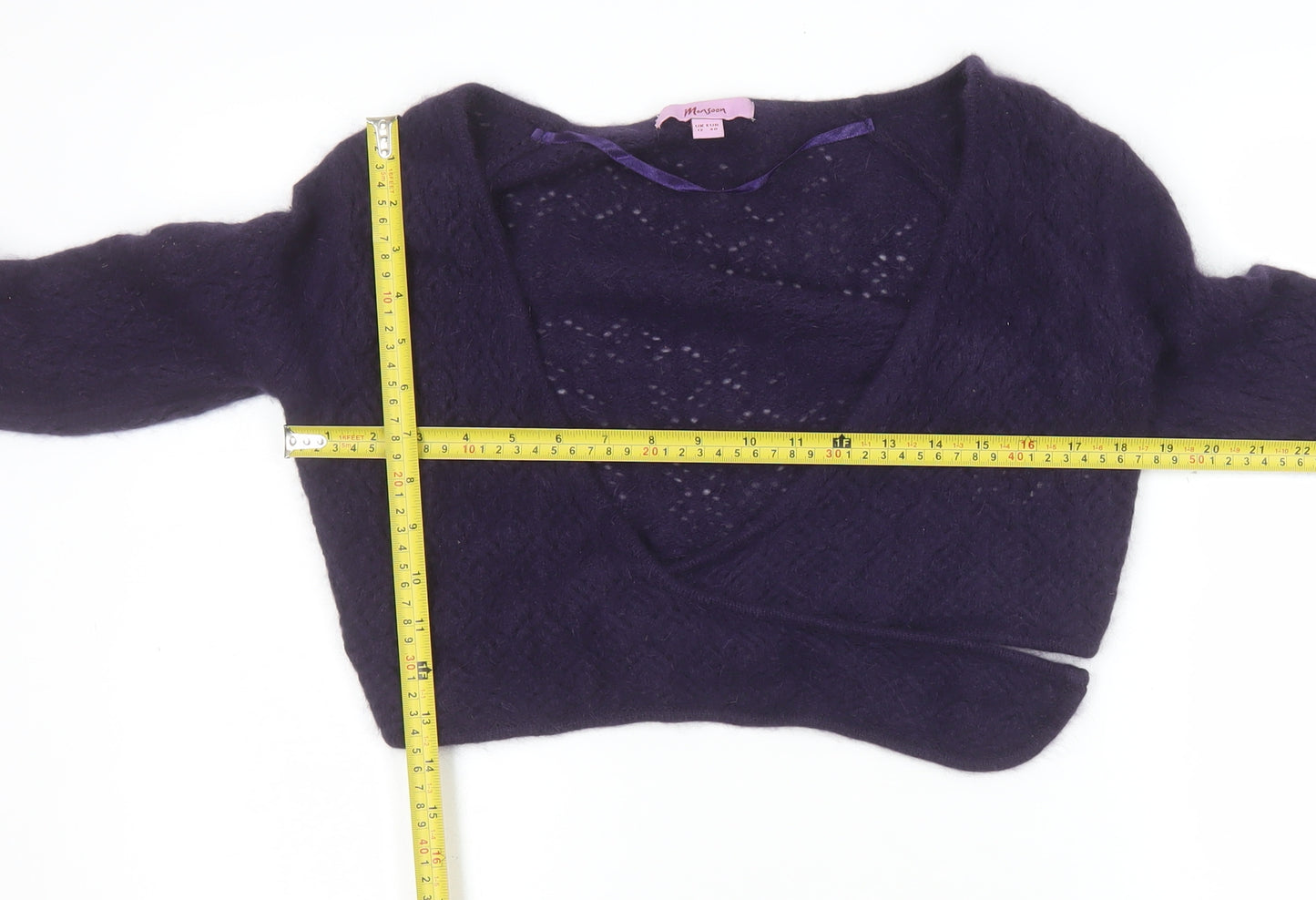 Monsoon Women Purple Wrap Angora V-Neck Jumper Size 12