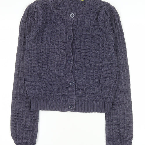 Next Women Grey Cotton Blend Button Cardigan Size 10