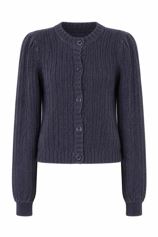 Front view of Next Women Grey Cotton Blend Button Cardigan, size 10