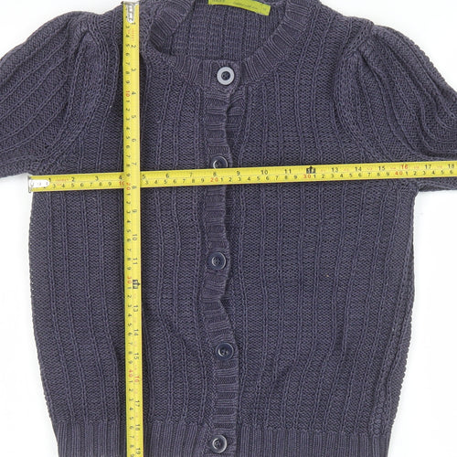 Next Women Grey Cotton Blend Button Cardigan Size 10