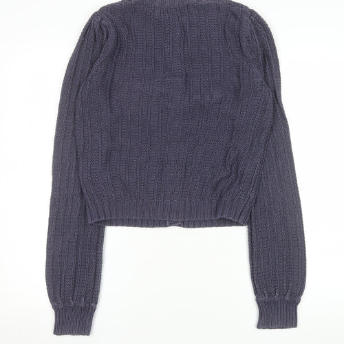 Next Women Grey Cotton Blend Button Cardigan Size 10