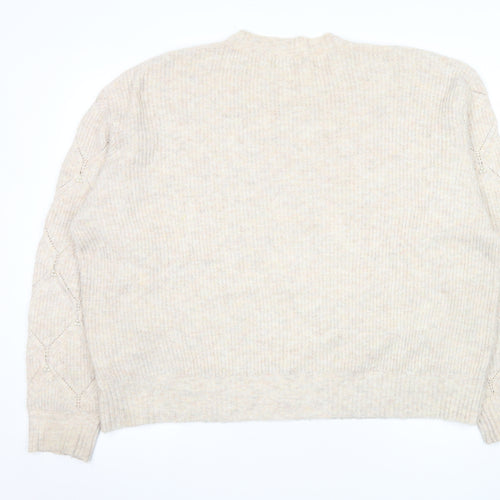 In The Style Women's Beige Beaded Knit Pullover Jumper Size 14