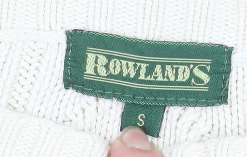 Rowland's Men's Ivory Cable-Knit Cotton Jumper Size S