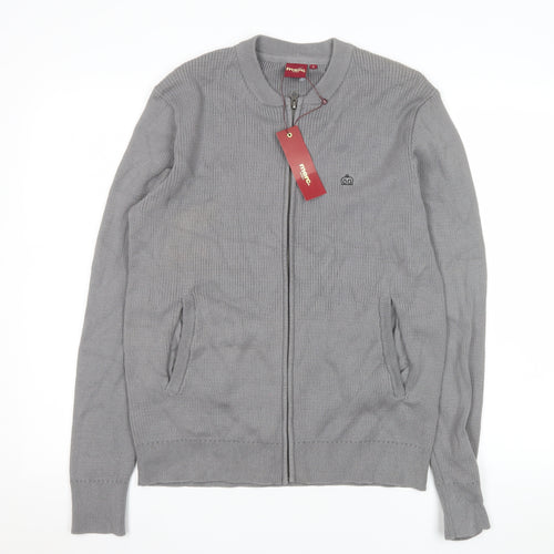 Merc London Men's Grey Small Cotton Zip Jacket - Casual Lightweight Style