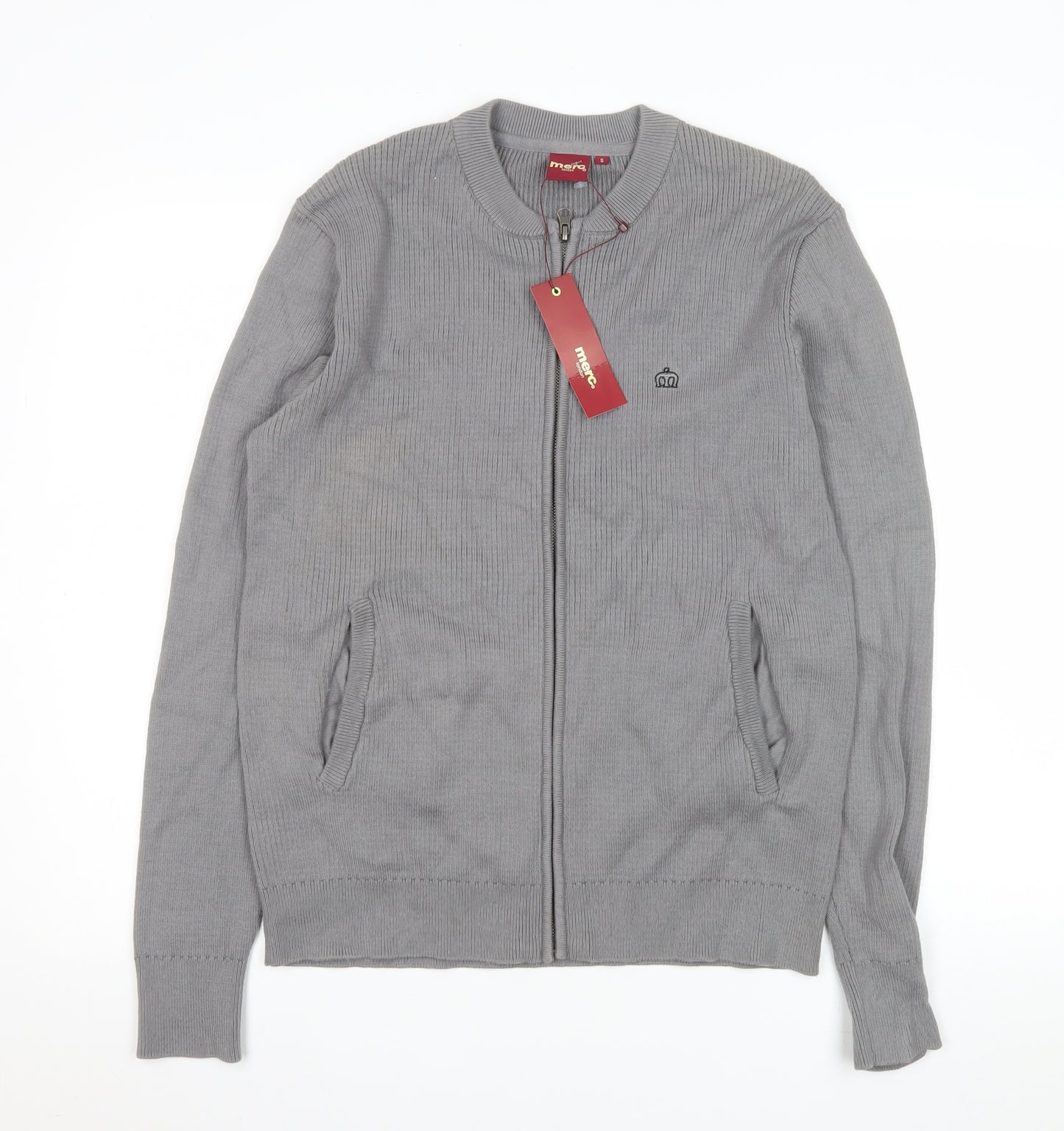 Merc London Men's Grey Small Cotton Zip Jacket - Casual Lightweight Style