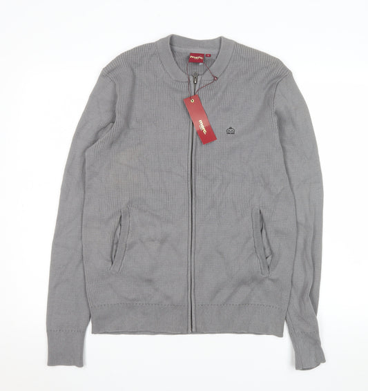 Merc London Men's Grey Small Cotton Zip Jacket - Casual Lightweight Style