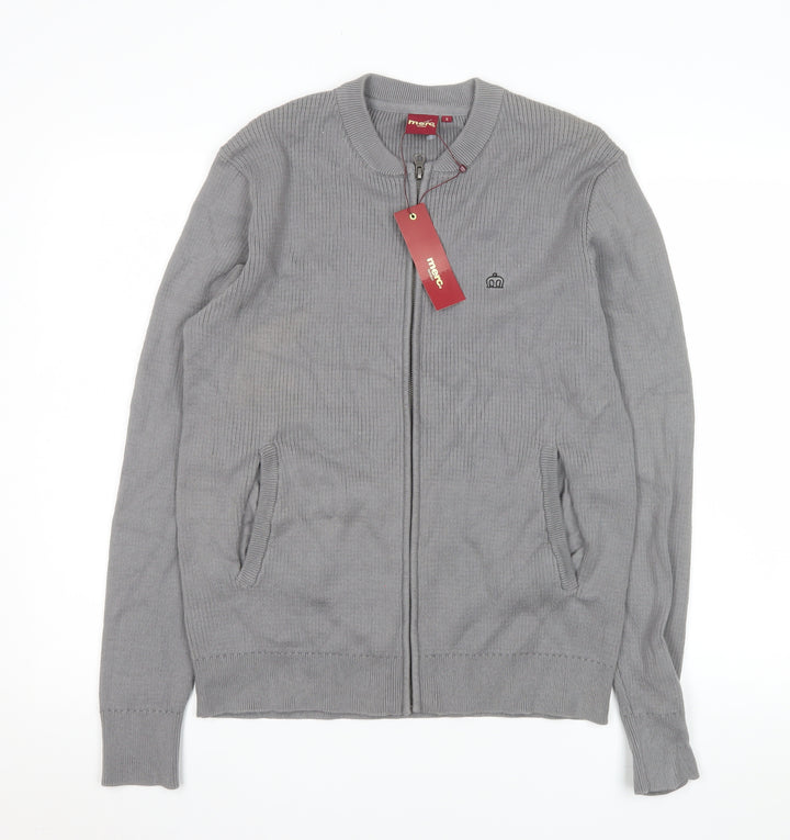 Merc London Men's Grey Small Cotton Zip Jacket - Casual Lightweight Style
