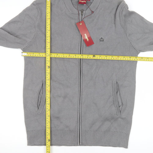 Merc London Men's Grey Small Cotton Zip Jacket - Casual Lightweight Style