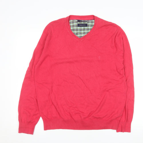 Ben Green Men's Red Cotton V-Neck Jumper Size M