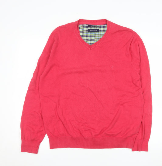 Ben Green Men's Red Cotton V-Neck Jumper Size M