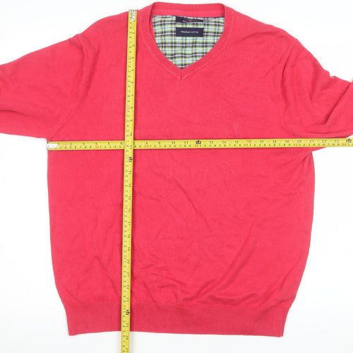 Ben Green Men's Red Cotton V-Neck Jumper Size M
