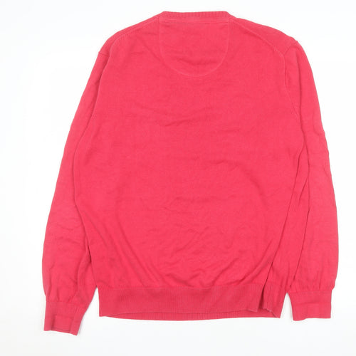 Ben Green Men's Red Cotton V-Neck Jumper Size M