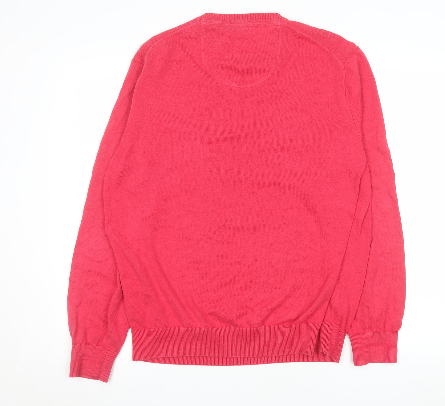 Ben Green Men's Red Cotton V-Neck Jumper Size M