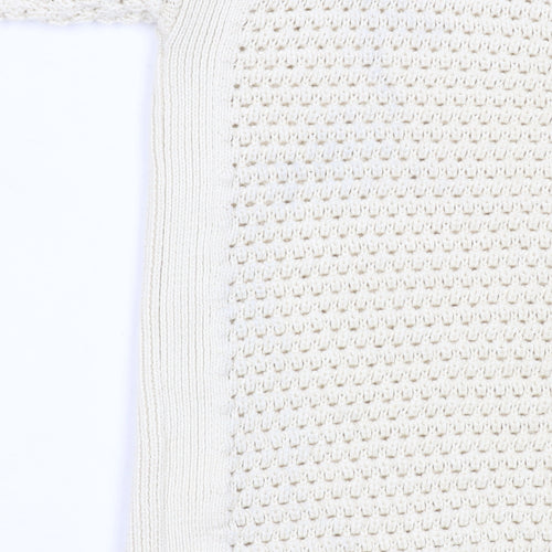 Marks and Spencer Men's Ivory Cotton V-Neck Short Sleeve Knit Jumper M