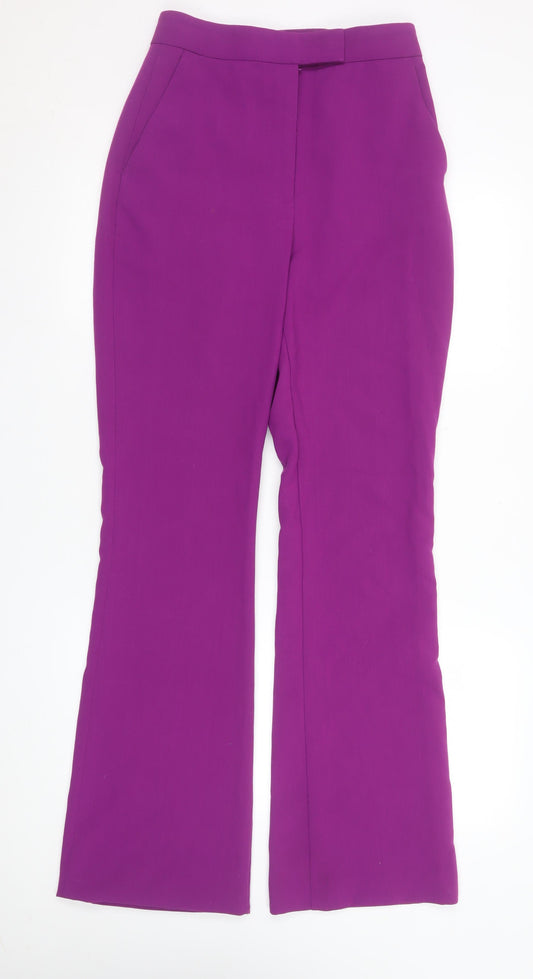 ZARA Women Purple Flared Stretch Trousers Size S