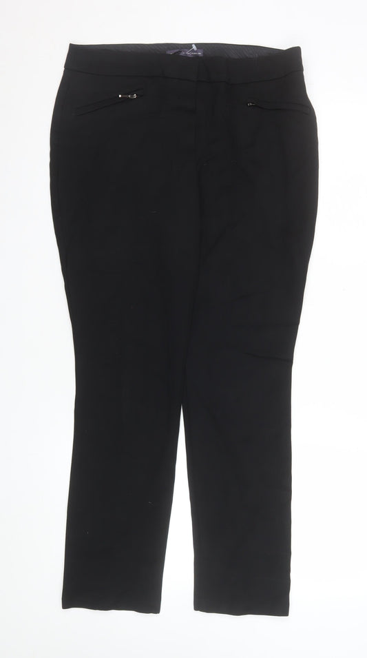 Marks and Spencer Women Black Size 12 Slim Stretch Trousers