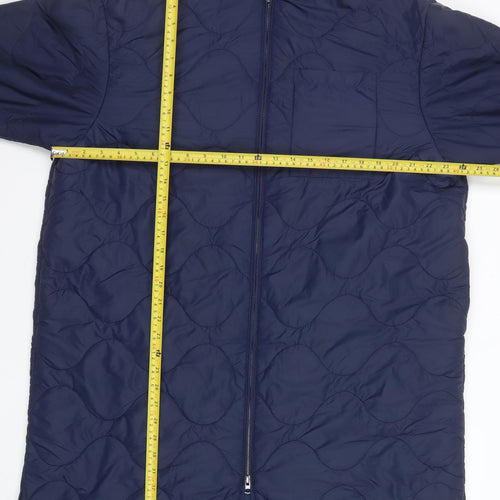 Marks and Spencer Per Una Women's Blue Quilted Long Coat Size 18