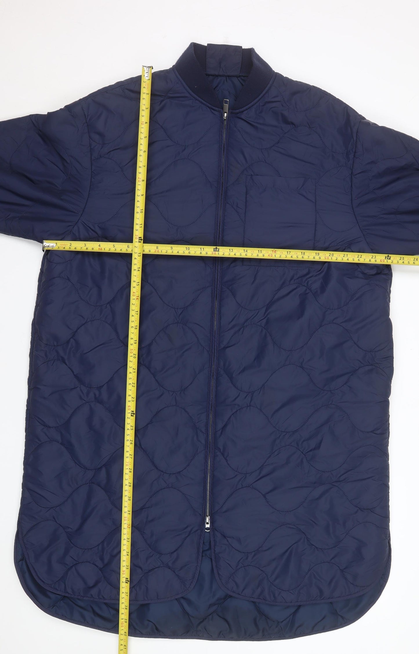 Marks and Spencer Per Una Women's Blue Quilted Long Coat Size 18