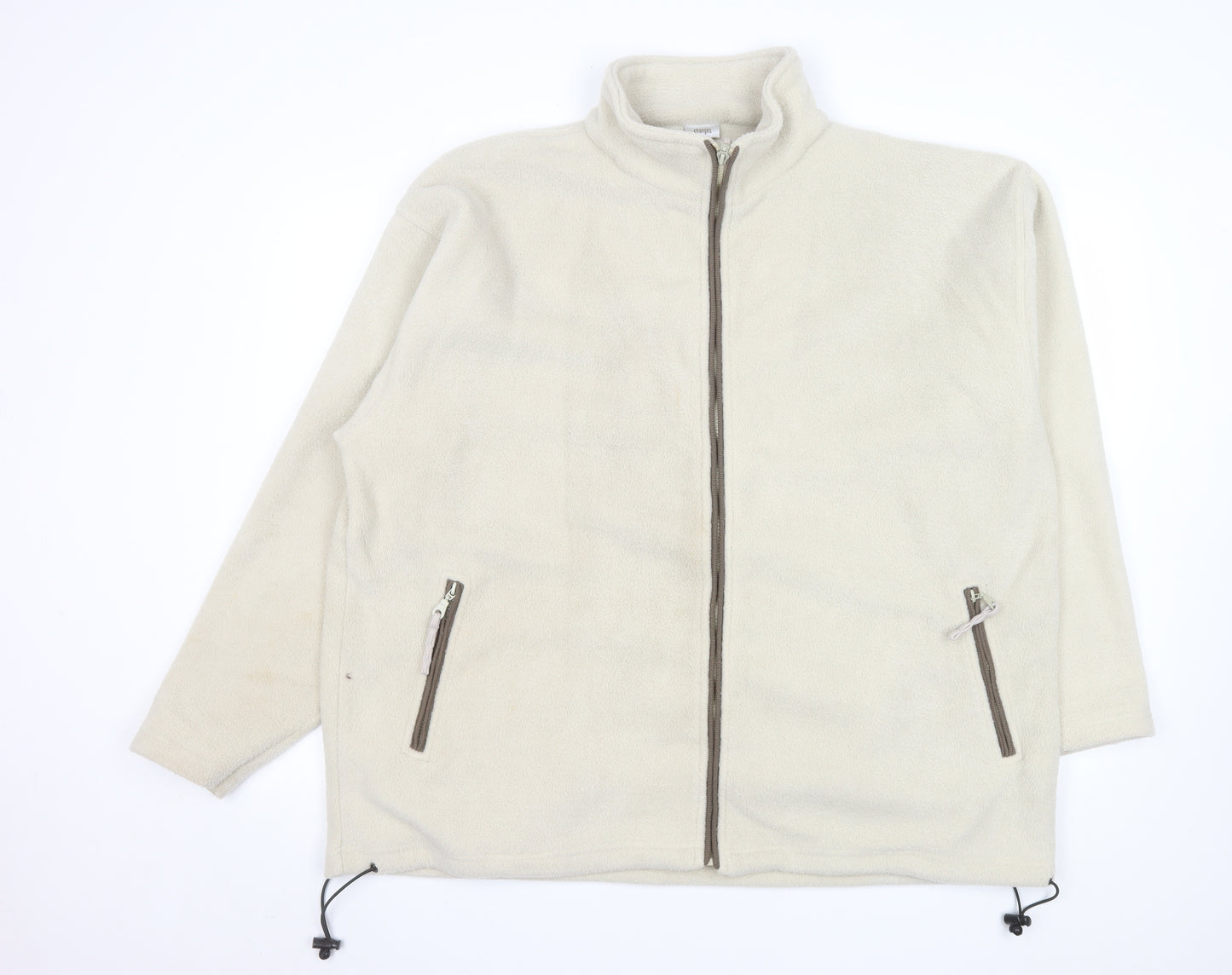 Changes Men's Beige Fleece Full Zip Jacket XL Warm Casual Outerwear