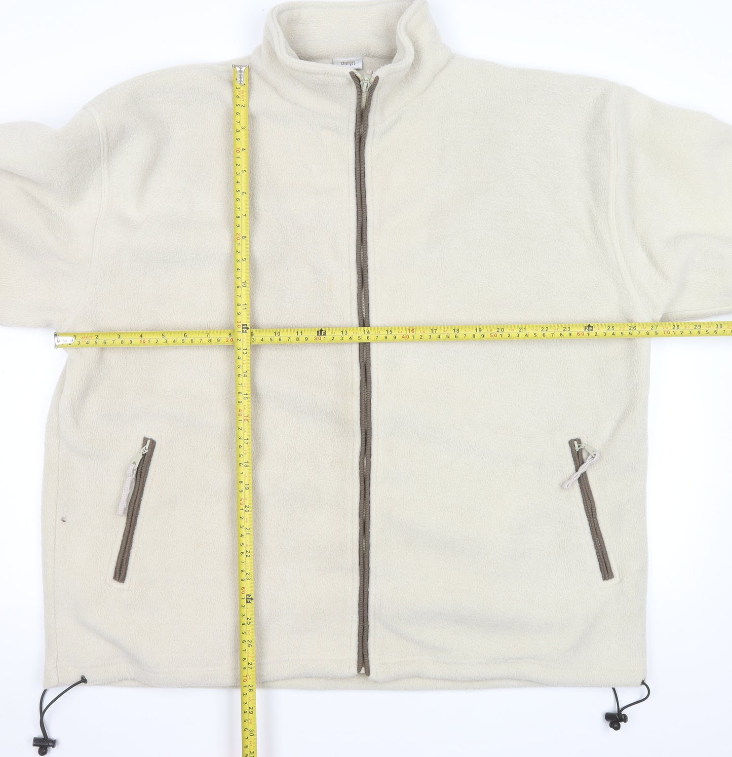 Changes Men's Beige Fleece Full Zip Jacket XL Warm Casual Outerwear