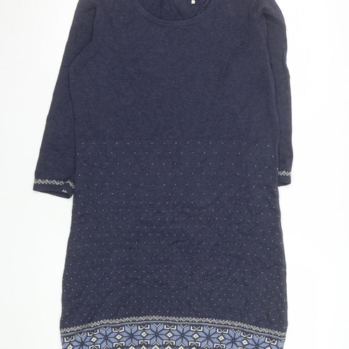 FatFace Women's Blue Cotton Knit Shift Dress Size 12