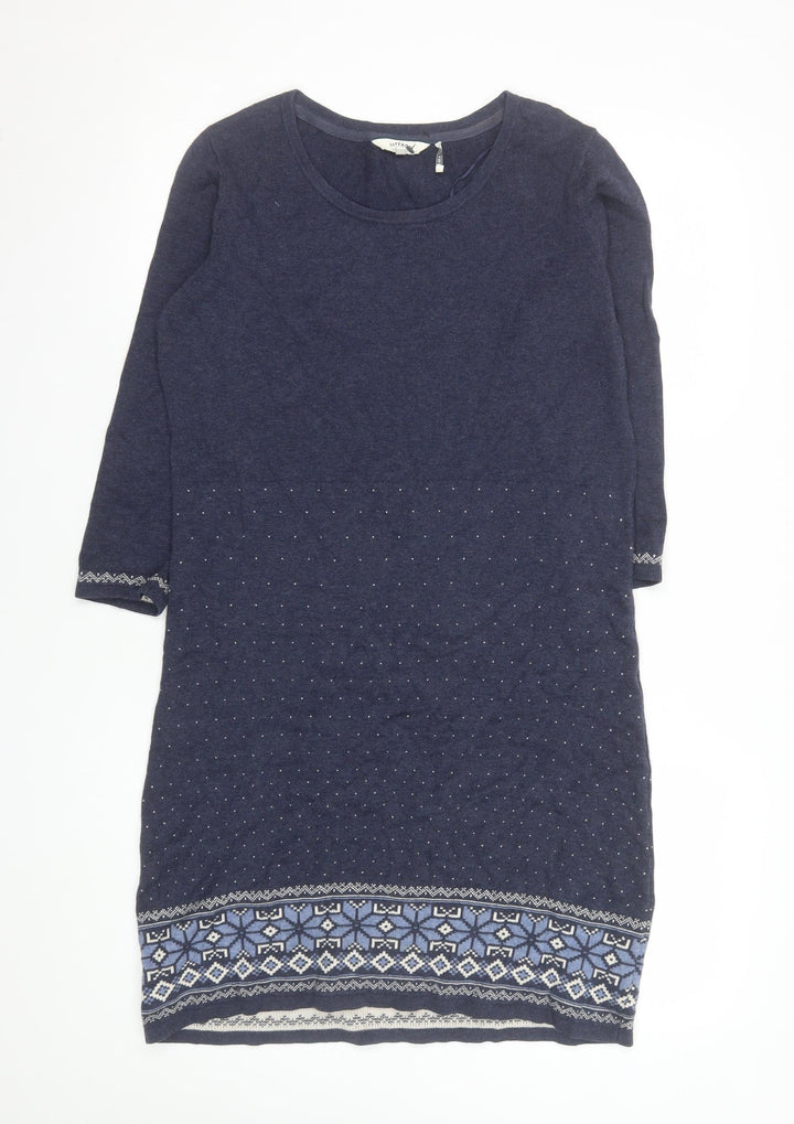FatFace Women's Blue Cotton Knit Shift Dress Size 12