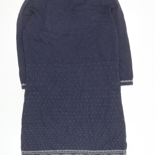 FatFace Women's Blue Cotton Knit Shift Dress Size 12