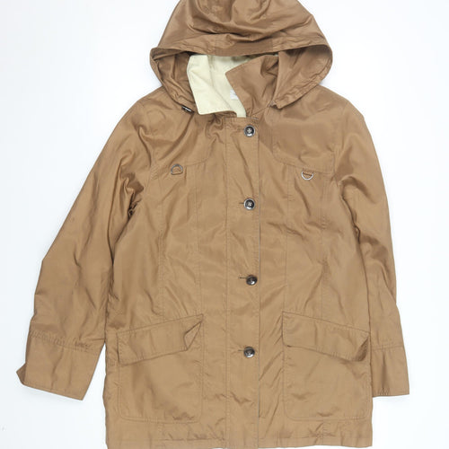 Peter Hahn Women's Brown Hooded Rain Coat Jacket Size 10