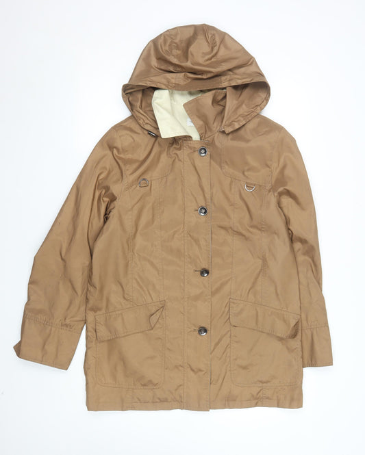 Peter Hahn Women's Brown Hooded Rain Coat Jacket Size 10