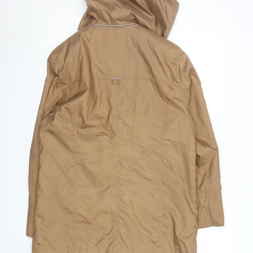 Peter Hahn Women's Brown Hooded Rain Coat Jacket Size 10