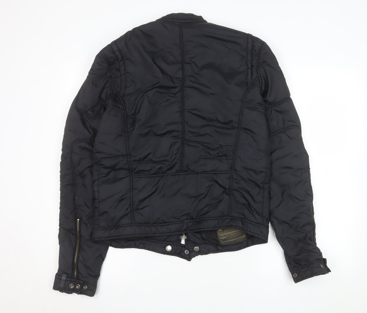 Diesel Womens Black Biker Jacket L Nylon Full Zip Casual Style