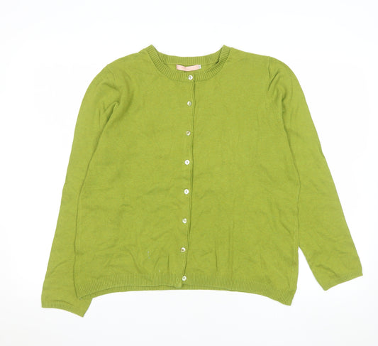 John Lewis Women's Green Cotton Knit Cardigan Size 18