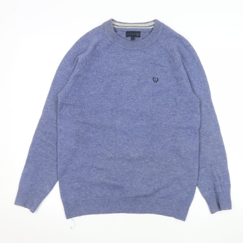 Lincoln Men's Blue Wool Crew Neck Pullover Jumper Size S