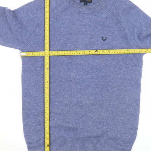 Lincoln Men's Blue Wool Crew Neck Pullover Jumper Size S