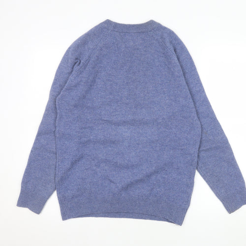 Lincoln Men's Blue Wool Crew Neck Pullover Jumper Size S