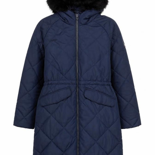 Regatta Womens Blue Quilted Long Puffer Coat UK 8 Hooded Winter Jacket