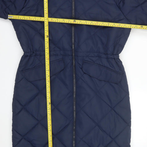 Regatta Womens Blue Quilted Long Puffer Coat UK 8 Hooded Winter Jacket