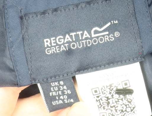 Regatta Womens Blue Quilted Long Puffer Coat UK 8 Hooded Winter Jacket